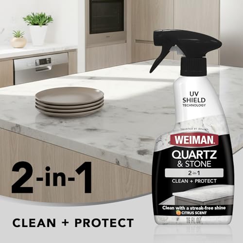 Image of Weiman Quartz Countertop Cleaner and Polish (4 Pack w /Micro Towel) Clean and Shine Your Quartz Countertops Islands and Stone Surfaces with Ultra Violet Protection