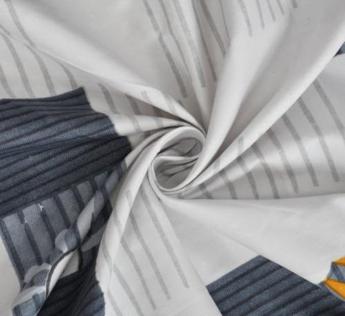 Image of VOMZER Premium Cotton Elastic Fitted Bedsheets Single Bed with 1 Pillow Cover | Single Bed with All Around Elastic, Size 36 x 72 x 10 Inches (White Lines)