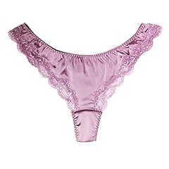 Idea Regalo - SilRiver Perizoma Seta Gelso Satin Lusso – Morbido Traspirante Ipoallergenico per Pelli Sensibili – Design Pizzo Senza Cuciture (M, Lavenda.)