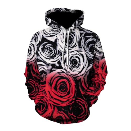 Sweat à capuche imprimé 3D feuilles mauvaises herbes pull tendance surdimensionné mixte