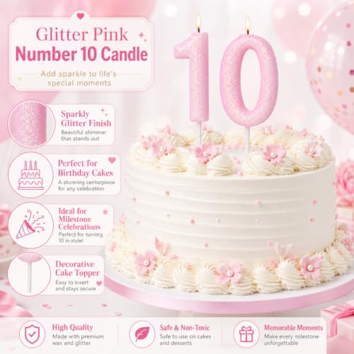Image of Wanna Party Glitter Designer Pink Number 0 Birthday Candle, Numerical Cake Candle for 0th Birthday, Cake Cutting, Party Decoration & Celebration Supplies - 1PC