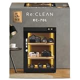 リクリーン 防湿庫 70L NEXT 庫内充電可能 デジタル湿度計 5年保証 ドライボックス タッチパネル 庫内灯 カメラ収納ケース カビ対策 鍵付き