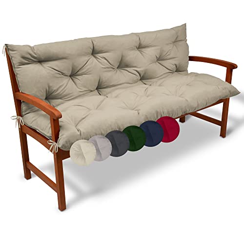 Beautissu Flair BR Bankauflage 100x50x50 cm Natur - Sitzkissen & Rückenkissen Outdoor Polsterauflage - Gartenbankauflage für Gartenmöbel Bankkissen Sitzauflage für Gartenbank & Hollywoodschaukel