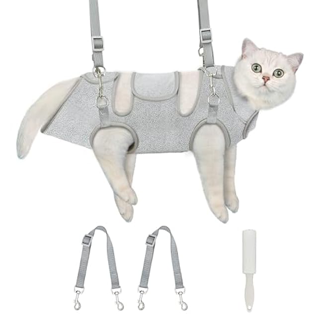 Supet Cat Grooming Hammock, Self-Adherent Cat Wrap for Cutting Nails, Anti-Escape Calming Wrap for Medicine, Nail Clipping, Teeth Brushing, Ear Cleaning-Uu2Q9cy6