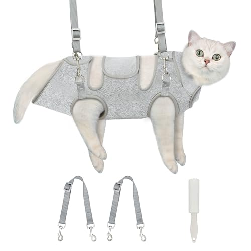 Image of Supet Cat Grooming Hammock, Self-Adherent Cat Wrap for Cutting Nails, Anti-Escape Calming Wrap for Medicine, Nail Clipping, Teeth Brushing, Ear Cleaning