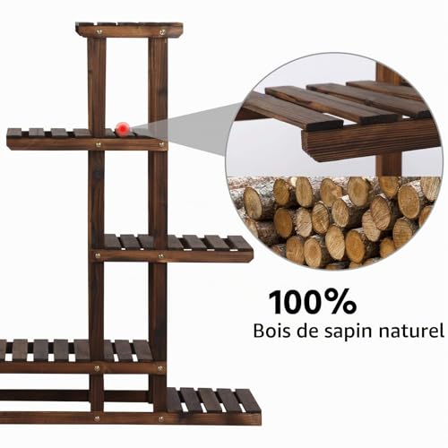 Support plantes extérieur bois Yaheetech étagère à fleurs jardin 5 niveaux