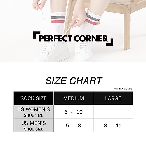 Perfect Corner Cotton Cushion Arch Support Athletic Training Gym Crew Socks For Men Women (3-Stripe Asst., Medium) #TOP6