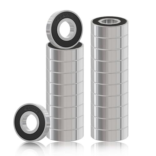 Skweawert 20Pcs 608ZZ Deep Groove Ball Bearings ID 8mm x OD 22mm x Width 7mm 608-2Z Double High Carbon Steel Seal Shielded Deep Groove Ball Bearings Miniature Bearing Industrial Bearing