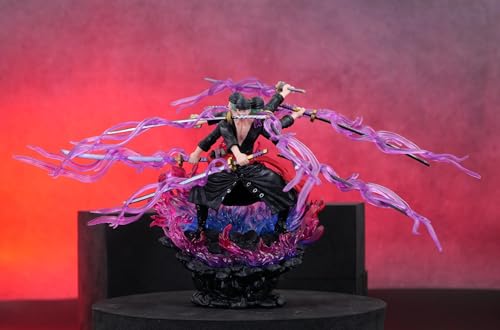 Image of Zoro Action Figure 14cm - Anime Collectible Figurine with Multiple Swords, Dynamic Pose, Durable PVC Material, Home Decor, Office Desk, Gift, Anime Fan Collection (Zoro 3 Head)