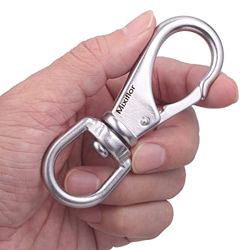 Mixiflor 4 Pack Stainless Steel Swivel Eye Snap Hook, 4" Swivel Snap Hook Flag Pole Clips, Rotating Diving Clips Spring Hooks For Flag Poles, Dog Leash, Key Chain, Boat Anchor Rope, Bird Feeder #TOP2