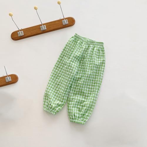 Toddler Pull Up Loose Gingham Girls Pants Summer Fall Cute Cotton L Atern Breathable Pants for 2-8 Years3