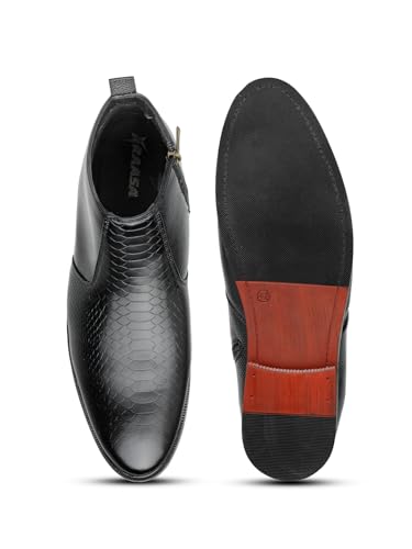 Image of Men's Vegan Leather Chelsea Boots - Classic Almond Toe Ankle Boots with Textured Finish | Formal & Smart Casual Boots