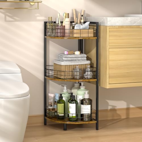DAOUTIME Bathroom Standing Shelf, 3 Tier Corner Stand, Free-Stand...