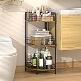 DAOUTIME Bathroom Standing Shelf, 3 Tier Open Floor Shelves, Free-Standing Shelf Units, Triangular Curved Corner Shelf Stand for Small Space, Ideal for Bathroom,Kitchen,Vanity Storage and Organizer