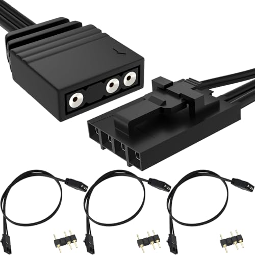 HAAMNING7 Cavo adattatore RGB da 4 pin a 3 pin per Corsair RGB, cavo connettore per dispositivi ARGB da 5 V a 3 pin, Lighting Node CORE, Commander CORE e iCUE Commander CORE XT (10 cm, 3 pezzi)