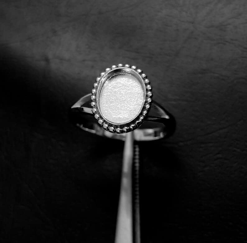 Miniatura 3 de 925 Sterling Silver Traditional Oval Shape Ring Bezel Blank Setting DIY With Split Band, Blank Ring Base, Bezel For Resin And Gemstones Work