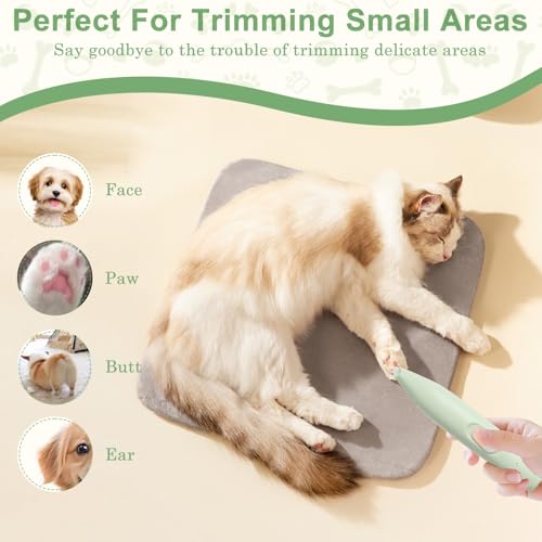 Image of TecoKart Dog Cat Trimmer for Paw with USB Rechargeable and Low Noise, Dogs Hair Cutting Machine with LED Light for Small Spots - Green
