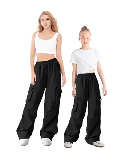 Image of Girls Cargo Pants Elastic Waist Drawstring with Pockets Pants