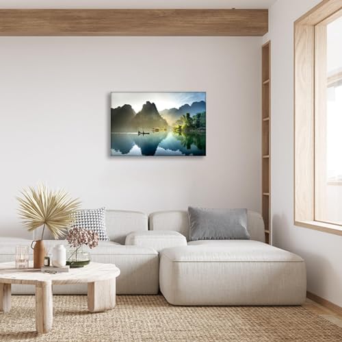 Tableau de lac imprimé déco murale colline toile nature 40x60 - 3