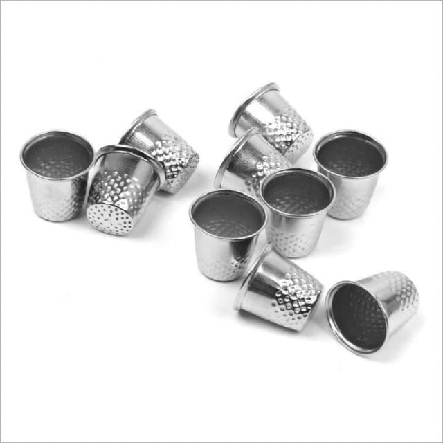 10PC Sewing Machine Grip Silver Thimbles Metal Finger Shield Protector Craft DIY Tailor's Handworking Tool Accessory Mother Gift - (Color: 10PC Thimble)