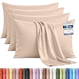 Utopia Bedding – Juego de 4 Fundas de Almohada – 50 x 75 cm – Oeko-Tex – Microfibra cepillada, 100% poliéster, con Cierre Tipo sobre (no Incluye Relleno), Solo Funda de Almohada – Beige