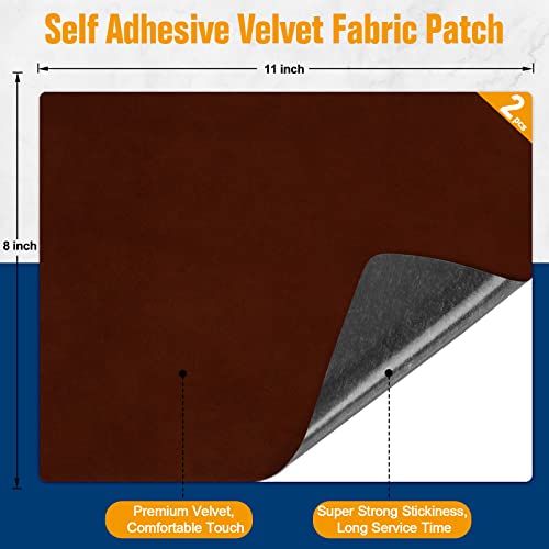 ILOFRI Fabric Couch Repair Patch Self Adhesive 8x11 inch 2PCS, Velvet Microfiber Flannel Sofa Repairing for Upholstery, Furniture, Loveseat, Car Seats, Office Chair, Cloth, Carpet - Brown - Thumbnail 3