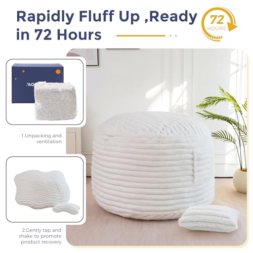 Image of MAXYOYO Giant Bean Bag Chair Bed with Pillow, Convertible Beanbag Sofa to Floor Bed, Lazy Chair Couch with Removable Cover, High-Density Shredded Foam Filling, Cozy Lounge for Bedroom Living Room