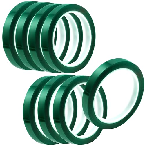 Image of 8 Rolls Heat Tape for Sublimation, Heat Resistant Tape for Heat Transfer Sublimation Press, 10mm x 33m(108ft) No Residue Heat Transfer Tape (Green)