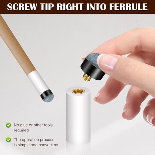 Nogeqi 16 Stück Billard Queue Spitzen 12mm, Billiard Köe Mit Pool Queue Zwinge Spitze Billard Queues Pool Cue Tip Für Billardstöcke Snooker Queues (Grau)