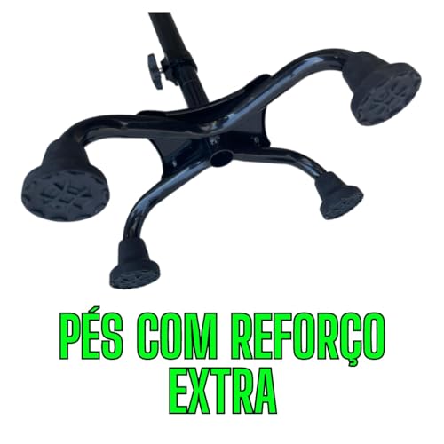 Bengala 4 pontas alumínio leve cor preto luxo