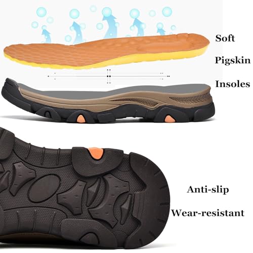 Men's Genuine Leather Slip On High Top Loafers Retro Casual Non Slip Comfy Ankle Boots for Outdoor Hiking Camping Driving Work Chukka Oxfords4