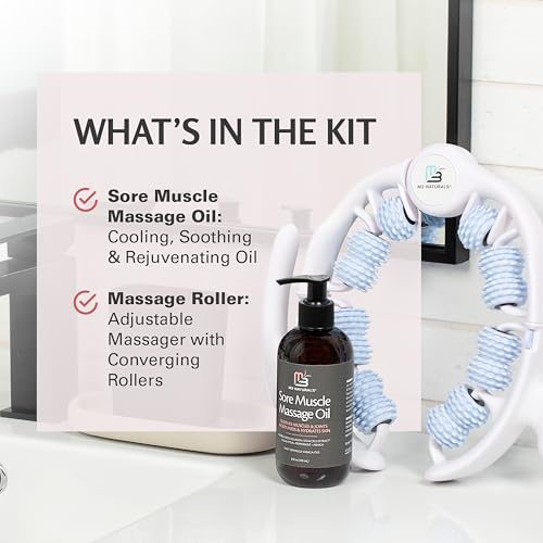 Image of Arnica Sore Muscle Massage Oil and Massager Kit | Relaxing Post-Workout Recovery Duo for Sore Arms, Joints, Legs Cramps, and Lymphatic Drainage, Fast-Acting Formula, 8 fl oz by M3