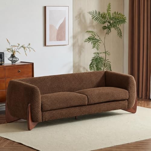 Image of Luxurious Velvet Uphostered Contemperory Sofa Set with Cushion Chaise Lounge, Sectional Sofa Perfect for Your Living Room,Guests Room & Office (Teak Wood (Brown Boucle))