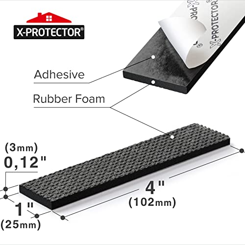 X-Protector Rubber Strip - 8 PCS Non Slip Pads - Black Universal Grip Strips - Self-Adhesive - Premium Feet for Keyboard, Appliances
