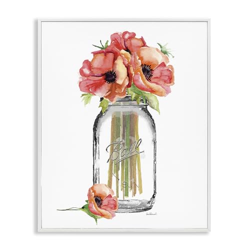 Stupell Industries Mason Jar Poppys, Design by Amanda Greenwood