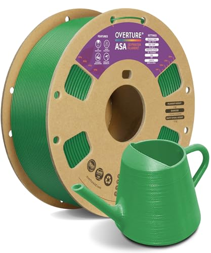 Image of OVERTURE ASA Filament 1.75mm, UV & Weather Resistant for Outdoor | High Impact Strength & Heat Resistance Up to 96C, 1kg (2.2lbs) Cardboard Spool, Fits Most FDM Printers (Dimond Green)