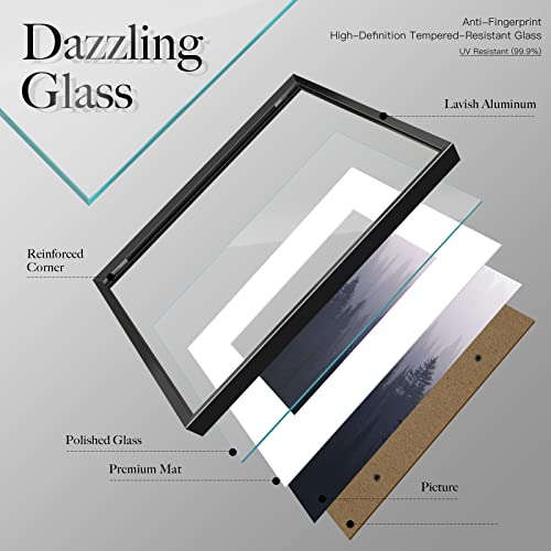 Image of VCK 8x10 Aluminum Picture Frames Black Set of 3, Multi Metal Photo Frames Made of High Definition Real Glass for 5x7 with Mat or 8x10 Without Mat, 3 Pack Wall Hanging