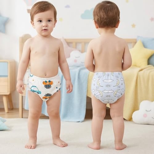 Image of Bembika Baby Training Pant Soft Cotton Reusable Potty Training Pants For Kids Leak-Resistant, Padded Underwear For Babies To Support Diaper Free Transition (M Size For 12-18 Months Pack Of 2)