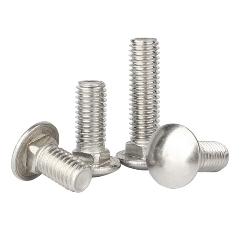 Image of Rely⇒VP INDUSTRIES (Pcs-15) 1 /4 inchx2.5 inch inch Stainless Steel Carriage Bolts Round Head, Square Neck for Furniture, Door Fittings, Joining Wood Boards, Cabinets, Cupboards,Chairs & Beds (Length-62 mm)