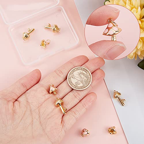 Beebeecraft 8Pcs 2 Style 18K Gold Plated Mushroom Charms Enamel Pink Mushroom Pendant Charms with Jump Ring for Jewelry Making Necklace Bracelet DIY Crafts - Image 3