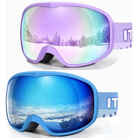 ITOWE Kids Ski Goggles for 3-14, Snow Goggles for Boys Girls Child Toddlers Pro Skiing Snowboard Anti Fog 100% UV Protection Cover