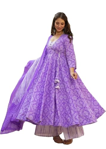 Costume indien en mousseline de style tunique imprimée et pantalon décontracté femme