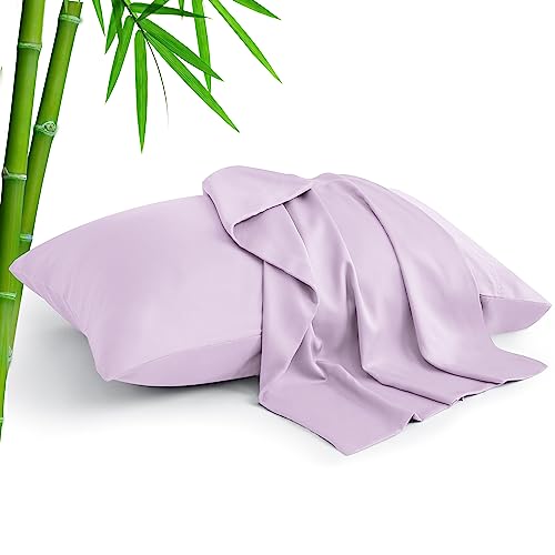 BEDELITE King Size Pillow Cases Set of 2, Rayon Derived from Bamboo, Cooling Pillow Cases for Hot Sleepers & Night Sweats, Breathable and Silky Soft Envelope Pillowcases(Light Purple, 20"x40")