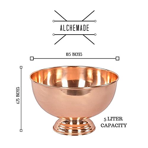 Alchemade 5 Liter 100% Copper Punch Bowl With Stand For Your Copper Kitchenware And Copper Dishware Collection - Perfect For Parties, Everyday Kitchen Use, Or As A Decorative Bowl - Thumbnail 3