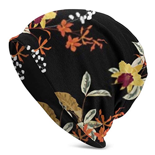 Hermoso Gorro de Punto cálido de Invierno con Flores de orquídeas de...