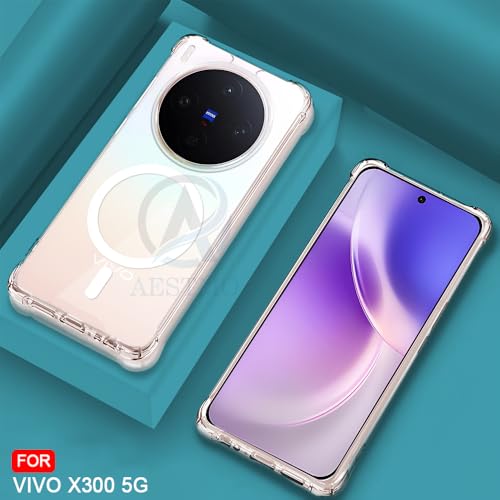 Image of AESTMO Clear Back Cover for Vivo X300 5G | | 360 Protection | Transparent Back Cover for Vivo X300 5G (PC + TPU, Compatible with MagSafe Accessories, Transparent Bumper)