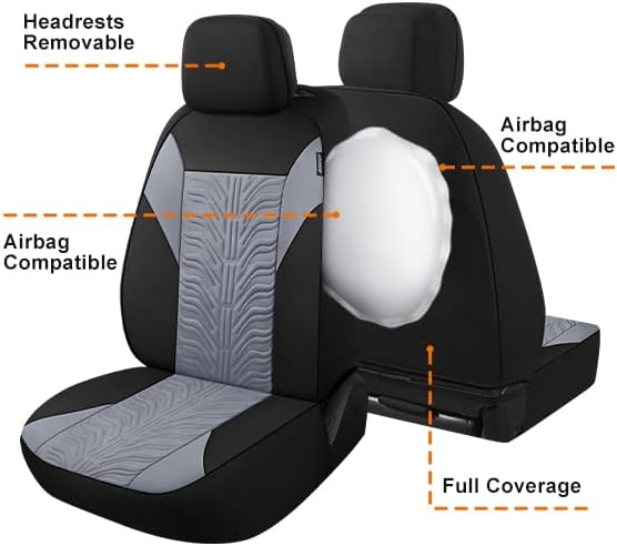 Miniatura 4 de CAROMOP Juego de fundas de asiento delantero de automóvil, lavables y transpirables, fundas de asiento de tela de alta calidad para automóviles,
