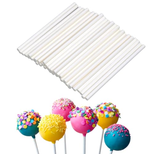 COYUN Lot de 100 bâtonnets pour cake pops en papier, Baton Sucette Pop Cake, Batonnet Pop Cake Bâtonnets en Papier pour Cakepop, Lollipop, Chocolat,...