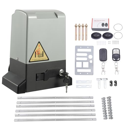 Automatic Sliding Gate Drive,370W Electric Sliding Gate Opener 800kg/1763 lbs, Automatic Door Opener Motor,Rack Driven Driveway Garage Gate Kit with 2 Remote Controls Sensors and 6m Gear Racks