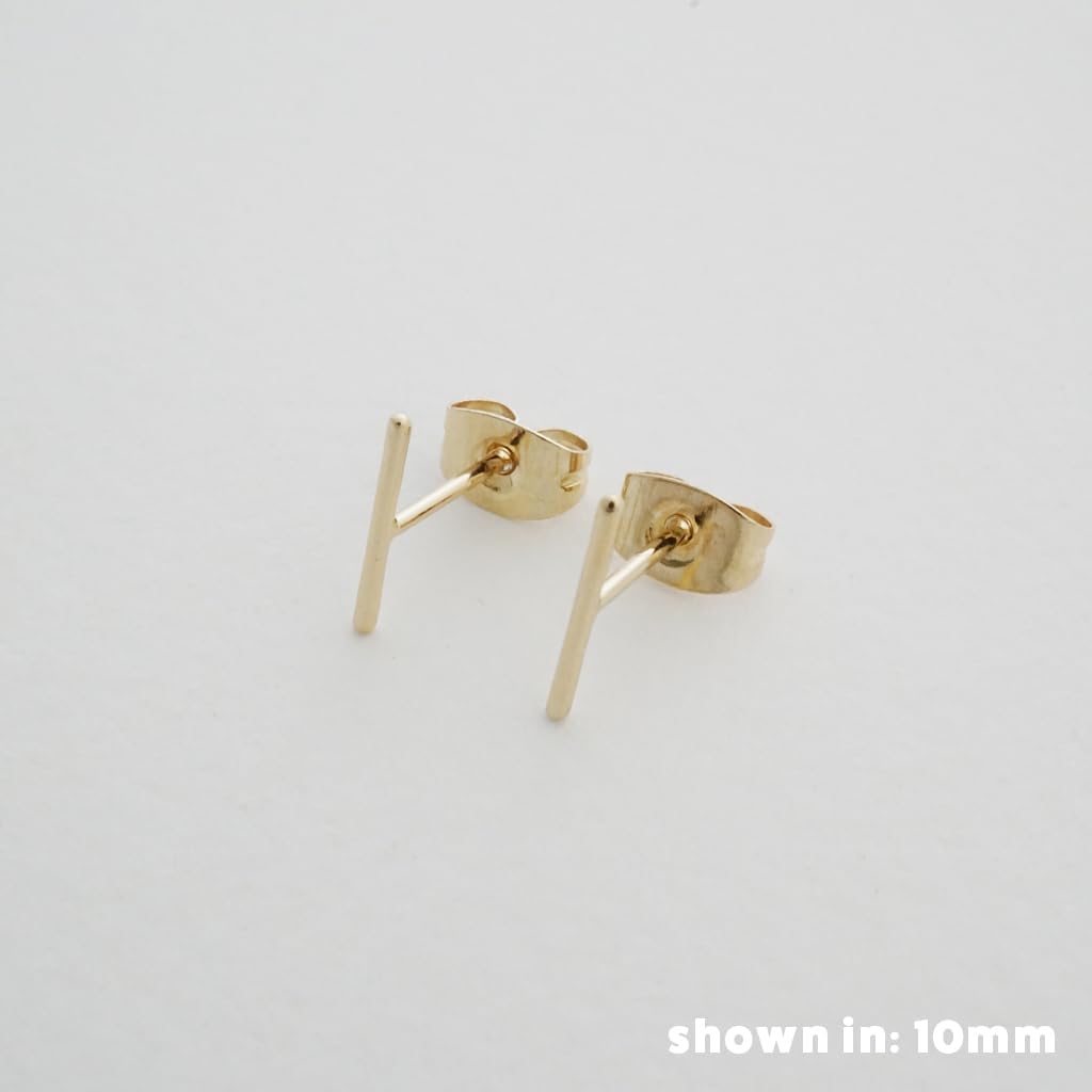 HONEYCAT Skinny Wire Midi Balance Bar Stud Earrings in Gold, Rose Gold, or Silver in 10mm or 5mm | Minimalist, Delicate Everyday Jewelry - Image 6